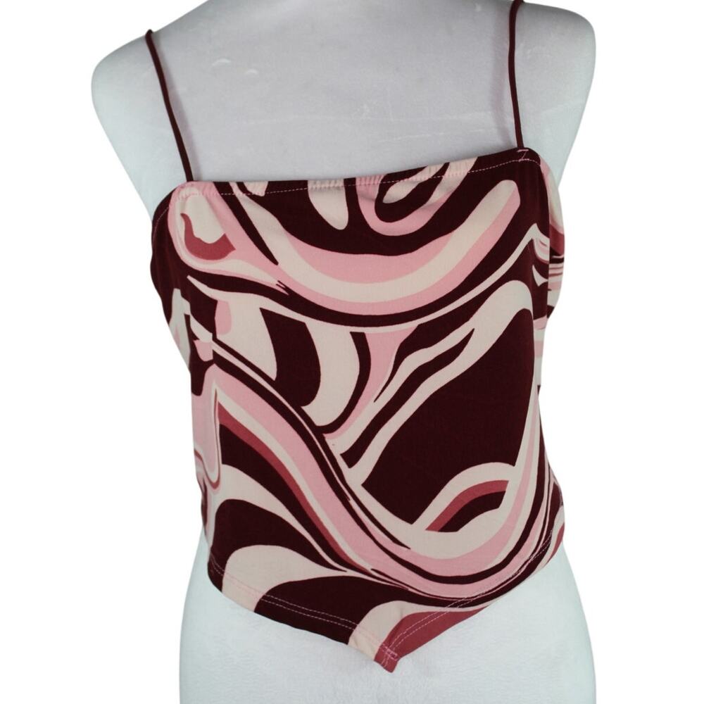Burch and Stone Retro 90s Tank Cami Backless Swirl Velveteen Clubwear Large